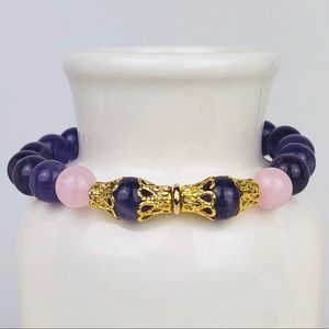 GEMSTONE | Amethyst Rose Quartz Beaded Bracelet